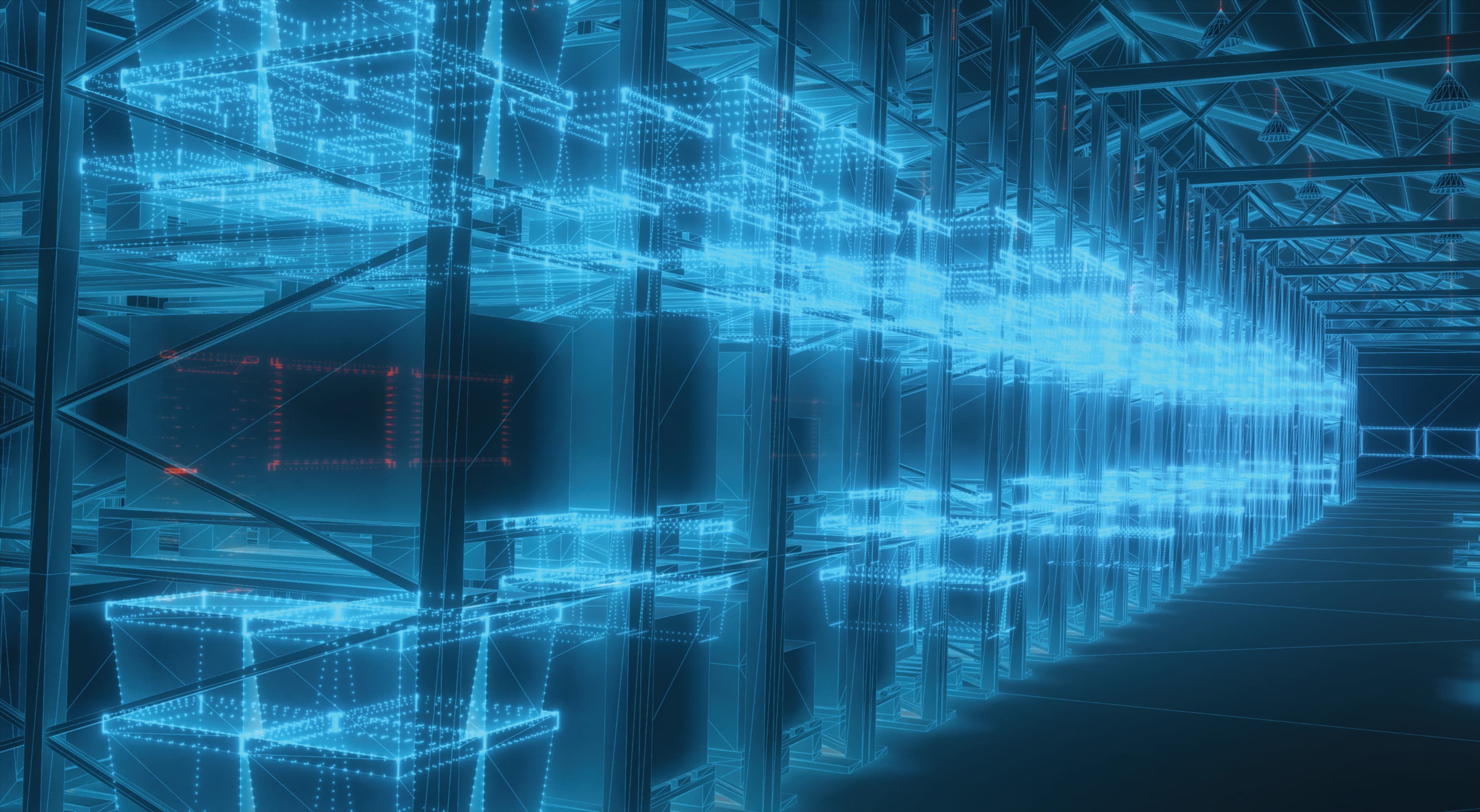 futuristic 3d warehouse blueprint